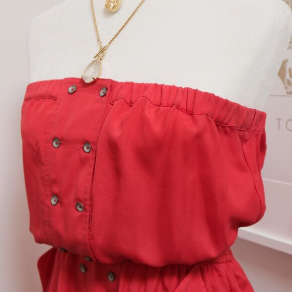 BCBGeneration Tomato Red Nautical Mini Strapless Dress - Picture 2 of 9